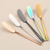 304 stainless steel butter knife source manufacturer, butter spatula, Korean-style long-handled jam knife, golden cream knife, silicone scraper details Picture